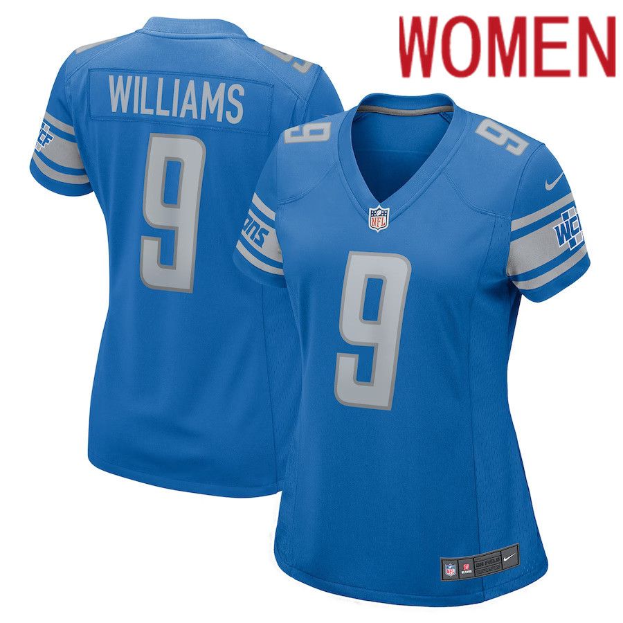 Women Detroit Lions #9 Jameson Williams Nike Blue Player Game NFL Jersey